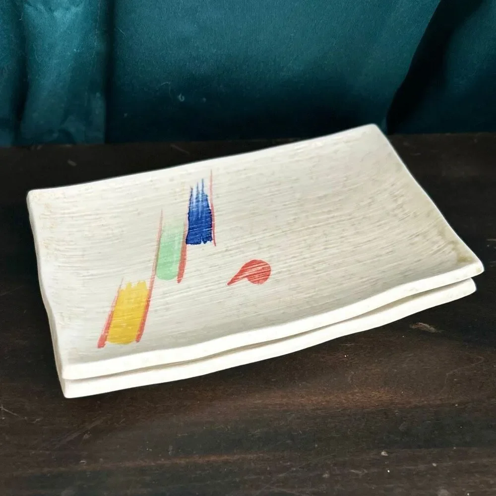 Set of 2 80’s Styling Ceramic Sushi Serving Platters